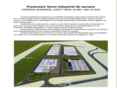 Teren industrial A1 Giarmata, Timisoara 2 loturi 98.000m & 100.000mp